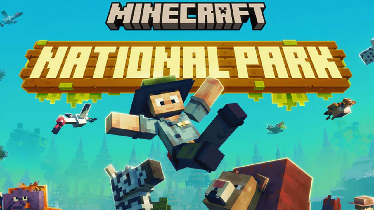 Minecraft Park Rangers and animals with text Minecraft National Park