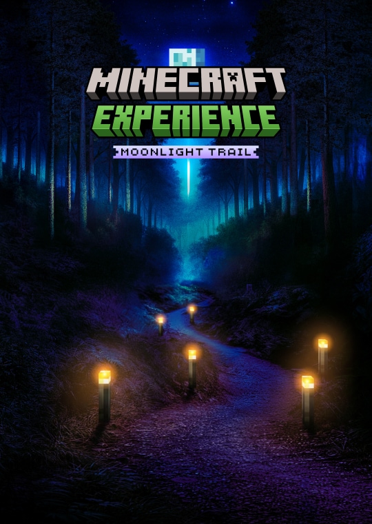 Uma imagem detalhando a Moonlight Trail, uma experiência ao vivo de Minecraft acontecendo em Buenos Aires, Argentina.