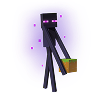 Un Enderman llevando un bloque de tierra.